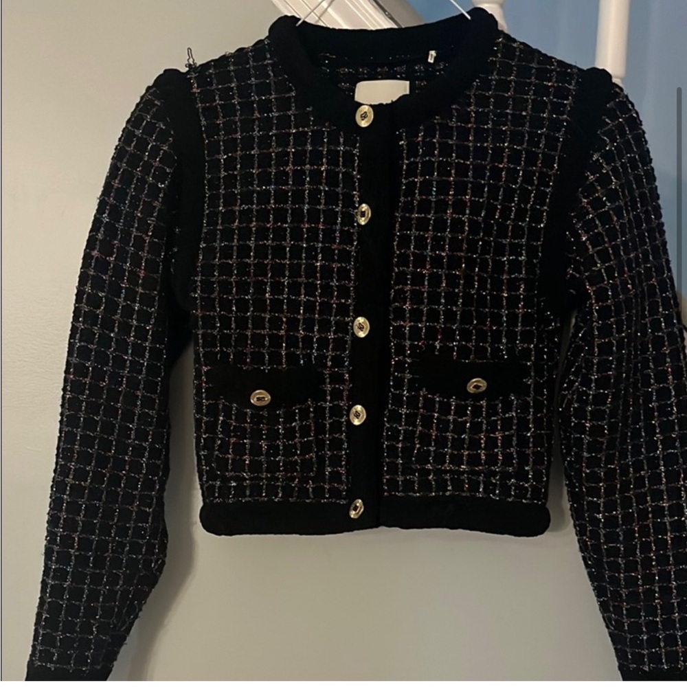 Elegant Black Tweed Jacket Sandro 0